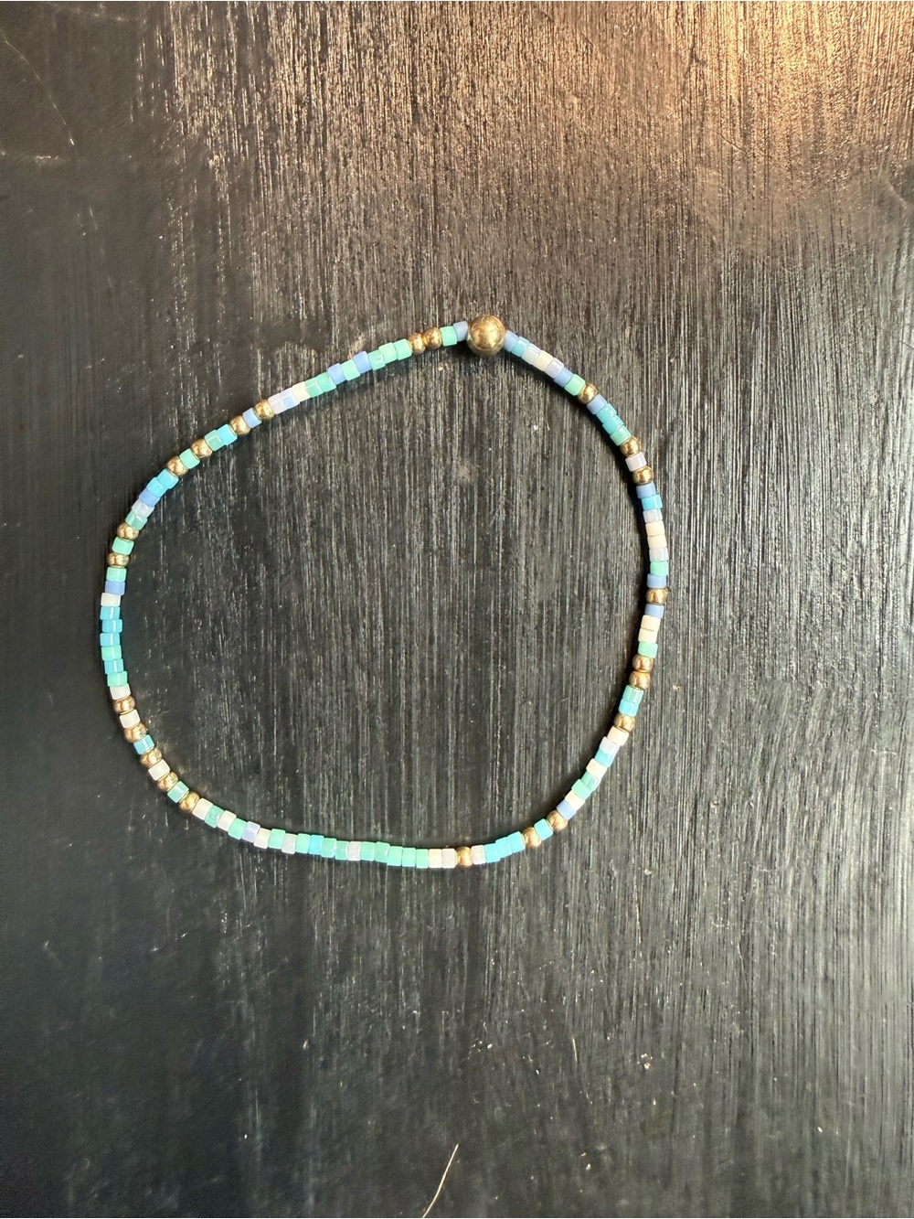 Enewton Delicate Gold and Aqua Seed Bead Bracelet